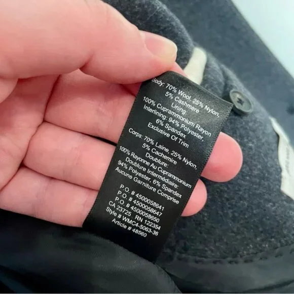 Aritzia Wilfred Cocoon Wool Pea Coat Jacket Charcoal Grey Size Small - Picture 11 of 11